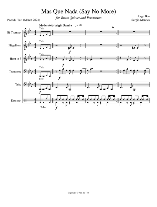 Mas Que Nada Say No More - Jorge Ben/Sérgio Mendes (Brass Quintet & Percussion)