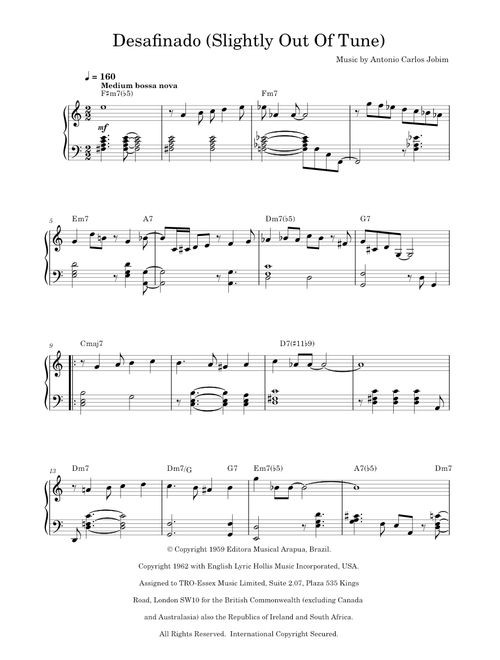 Desafinado (Slightly Out Of Tune) - Antonio Carlos Jobim, George Gershwin (Piano Solo)