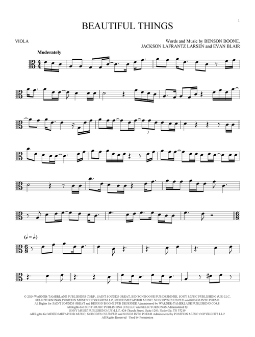 Beautiful Things - Benson Boone (Viola Solo)