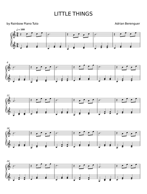 LITTLE THINGS - Rainbow Piano Tuto