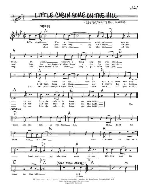 Little Cabin Home On The Hill - Lester Flatt (Real Book - Melody-Chords-Lyrics)