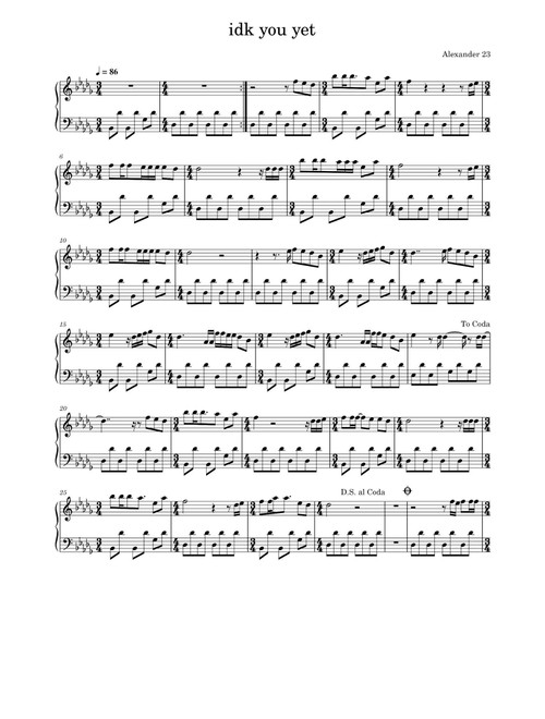 Idk You Yet (Arr. Alexander 23) - Alexander Glantz (Piano Solo)