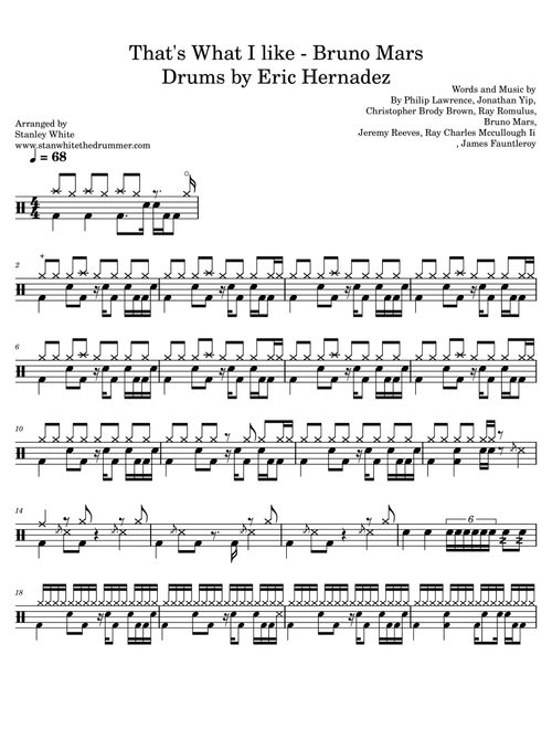 That's What I Like (Arr. Stanley White) - Bruno Mars (Drums)