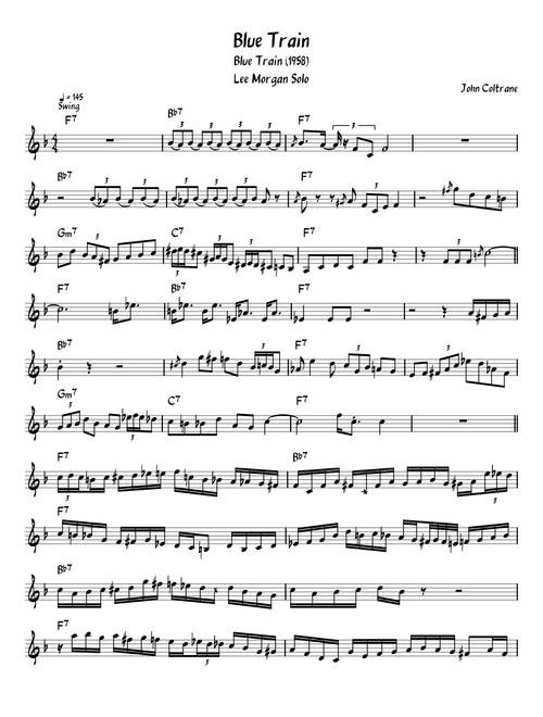 Blue Train - Lee Morgan Solo Transcription