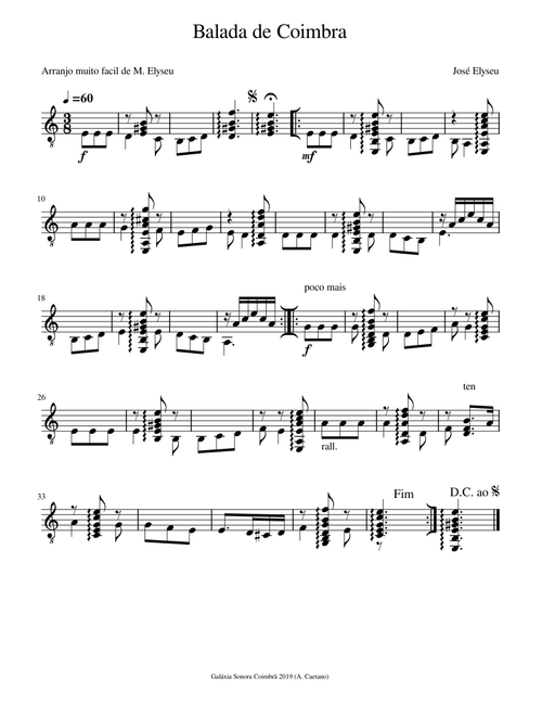 Balada de Coimbra - José Elyseu, arr. Manuel Elyseu
