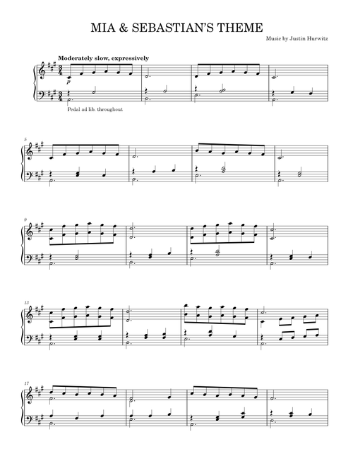 Mia and Sebastian's Theme - La La Land (Solo)