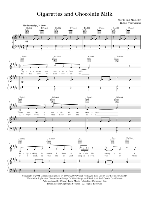 Cigarettes and chocolate milk - Rufus Wainwright (Piano-Vocal-Guitar)