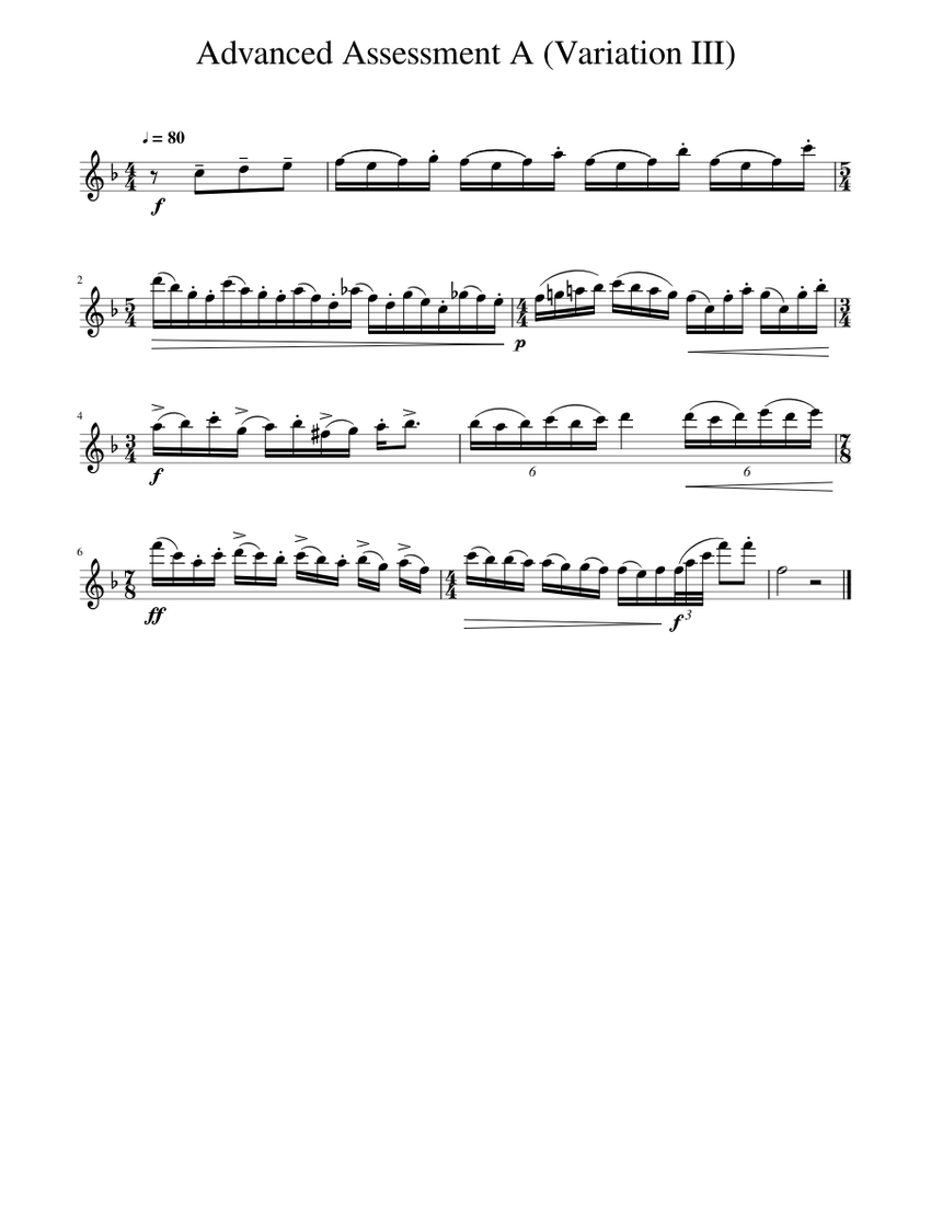 Advanced Assessment III Etude (for Flute) Sheet Music for Flute