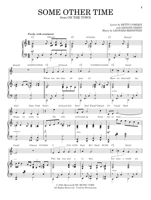 Some Other Time [Jazz version] (arr. Brent Edstrom) - Betty Comden Adolph Green and Leonard Bernstein, Adolph Green, Betty Comden (Piano Vocal)