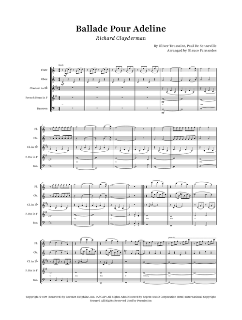 Ballade Pour Adeline (Arr. Glauco Fernandes) - Richard Clayderman (Woodwind Ensemble)