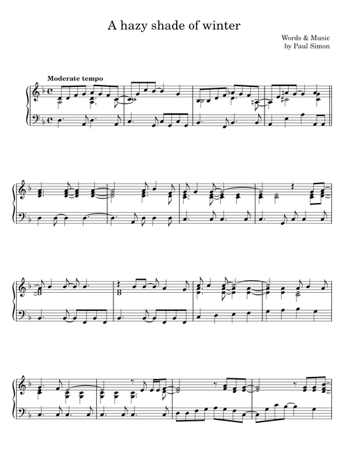 A Hazy Shade Of Winter - Paul Simon
