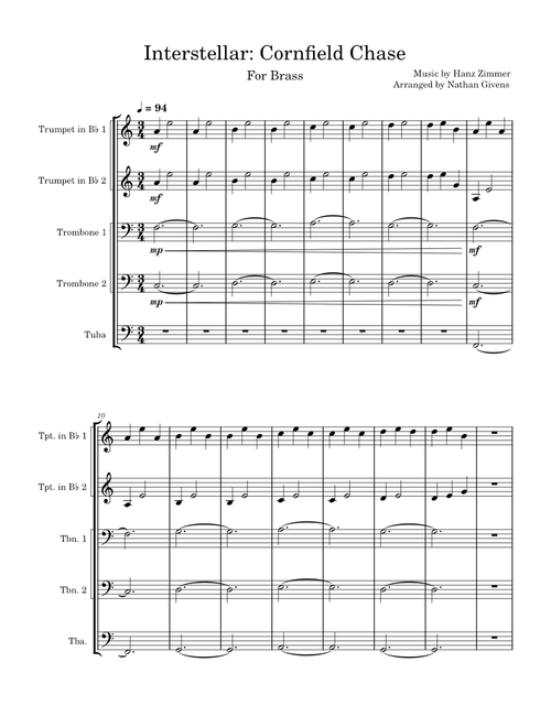 Interstellar: Cornfield Chase Brass Arrangement