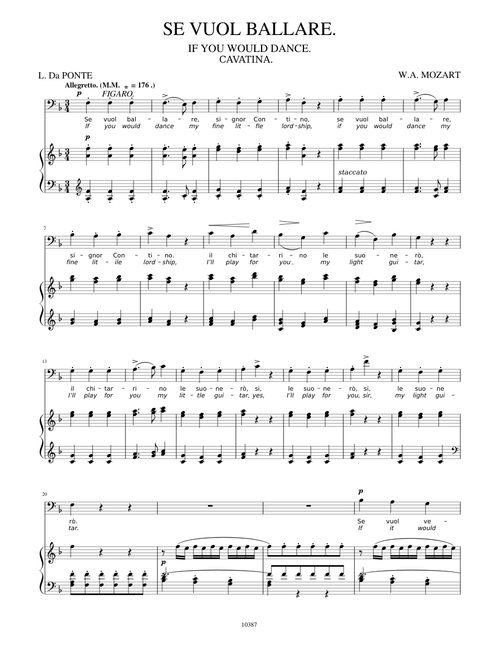 Se vuol ballare - Le Nozze Di Figaro - W.A. Mozart - Piano