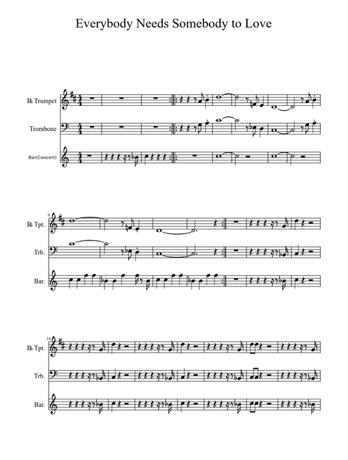 Everybody Needs Somebody Brass Section arrangement