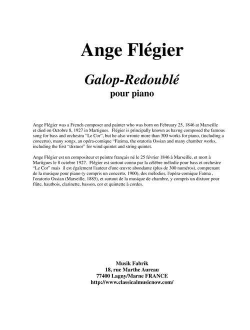 Ange Flégier: Galop-Redoublé for piano (Piano Solo)