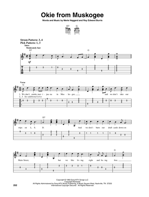 Okie From Muskogee - Merle Haggard (Easy Guitar with TAB)