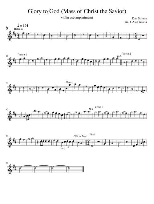 Glory to God (Mass of Christ the Savior) - violin accomp.