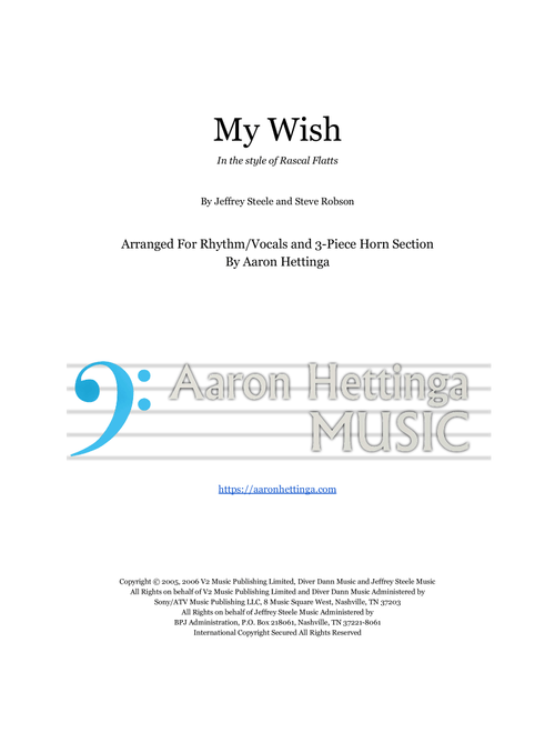 My Wish (Arr. Aaron Hettinga) - Rascal Flatts (Small Ensemble)