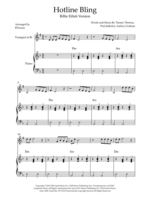 Hotline Bling (Arr. BTmusic) - Drake (Trumpet and Piano)
