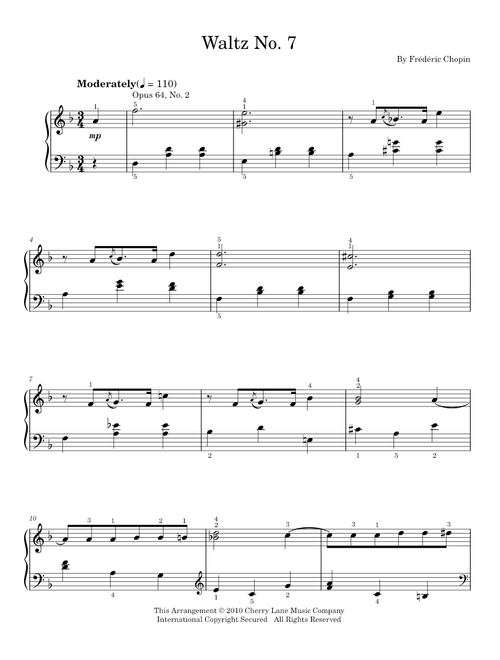 Waltz In C# Minor, Op. 64, No. 2 - Frederic Chopin (Easy Piano)