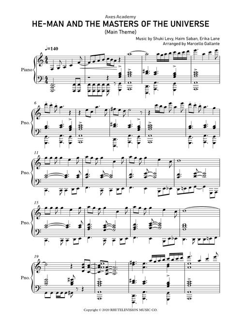 He-man And The Masters Of The Universe (Arr. Marcello Gallante) - Erika Lane, Haim Saban, Shuki Levy (Piano Solo)