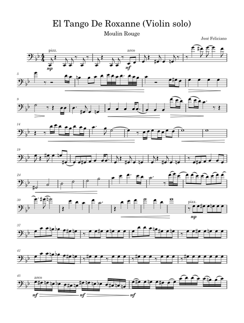 El Tango De Roxanne (from Moulin Rouge! The Musical) – Moulin Rouge! The Musical Cast El Tango De Roxanne (violin solo, bass clef)