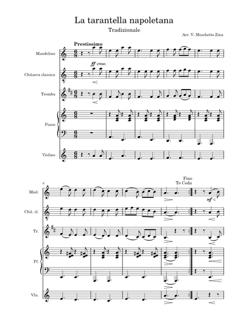 Tarantella Napoletana – Misc tunes La tarantella napoletana arr. V. Moschetto Zina