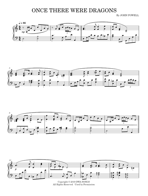 Once There Were Dragons - John Powell (Piano Solo)