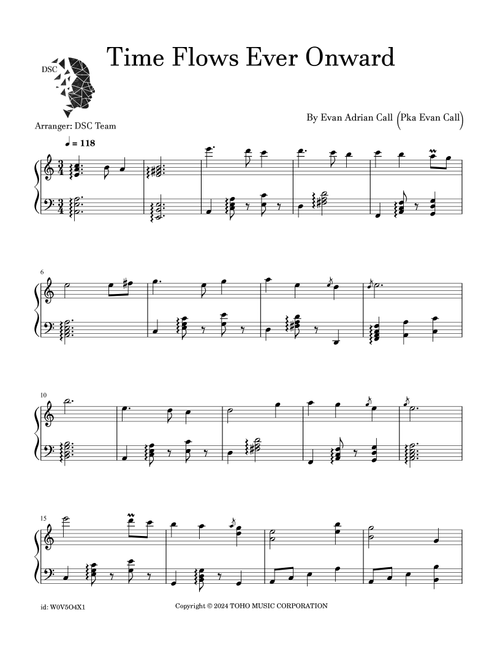Time Flows Ever Onward (Arr. Digital Scores Collection) - Evan Call (Piano Solo)