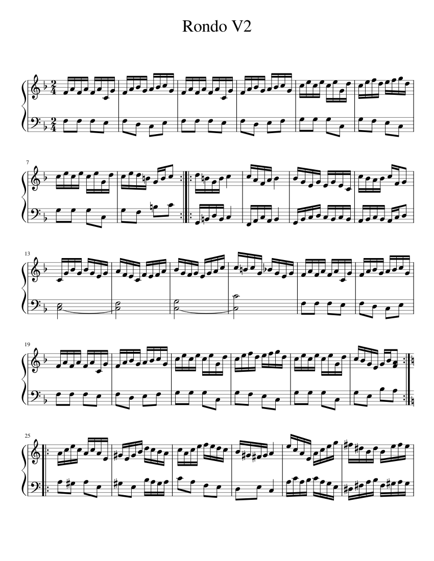 Rondo V2 Sheet music for Piano (Solo) Easy | Musescore.com