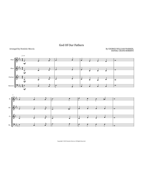 God Of Our Fathers (Arr. Dominic Meccia) - George William Warren (Small Ensemble)