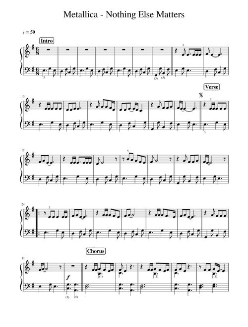 Metallica - Nothing Else Matters - Easy Piano