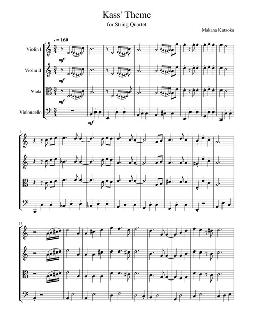 Kass' Theme for String Quartet
