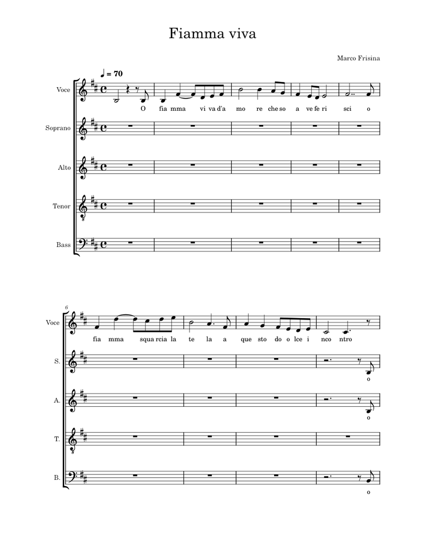 Fiamma Viva Sheet Music For Soprano, Alto, Tenor, Bass Voice & More ...