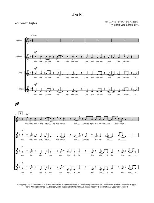 Jack (Arr. Bernard Hughes) - Pixie Lott (Choral, SSAA)
