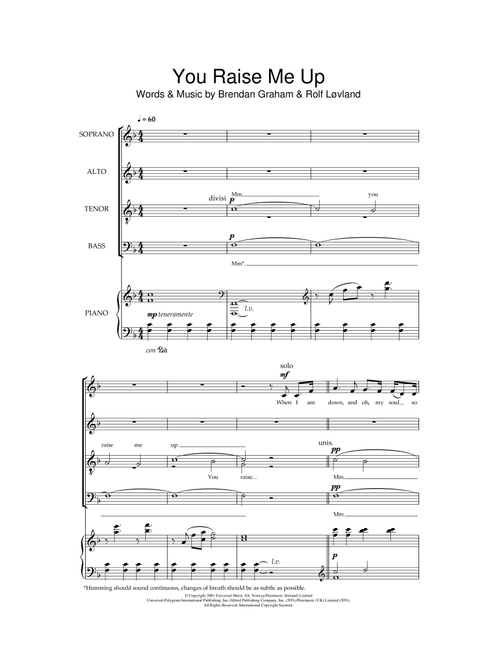 You Raise Me Up - Westlife (Choral, SATB)