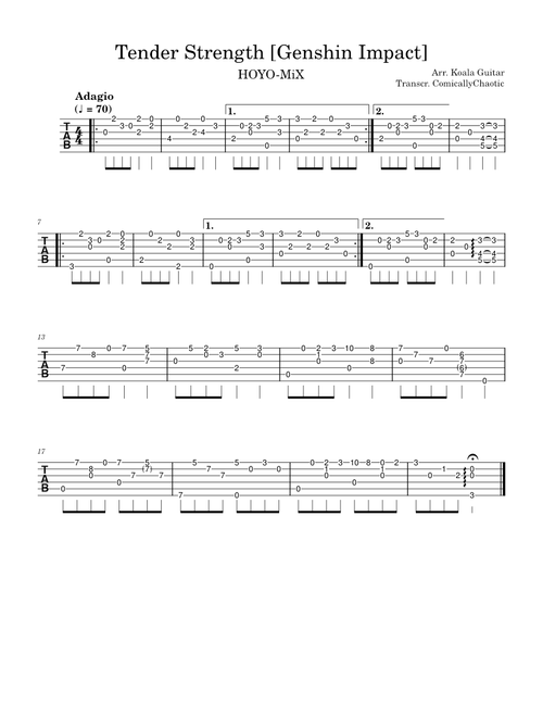 Tender Strength – Yu-Peng Chen (Guitar TABS)