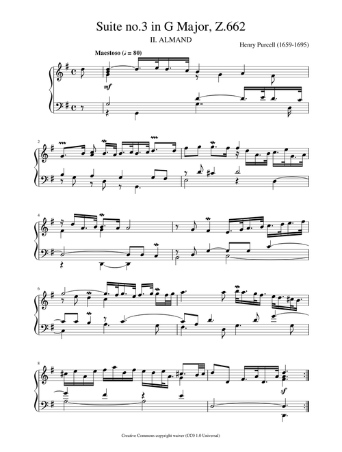 Purcell Henry sheet music by Vinckenbosch | Play, print, and