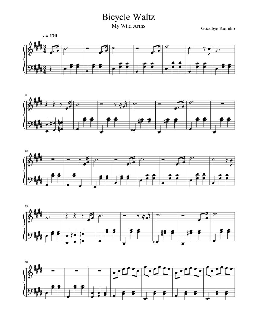 Bicycle Waltz Sheet Music for Piano (Solo) | MuseScore.com