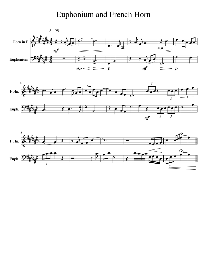 Euphonium and French Horn Sheet music for Euphonium, French horn (Brass