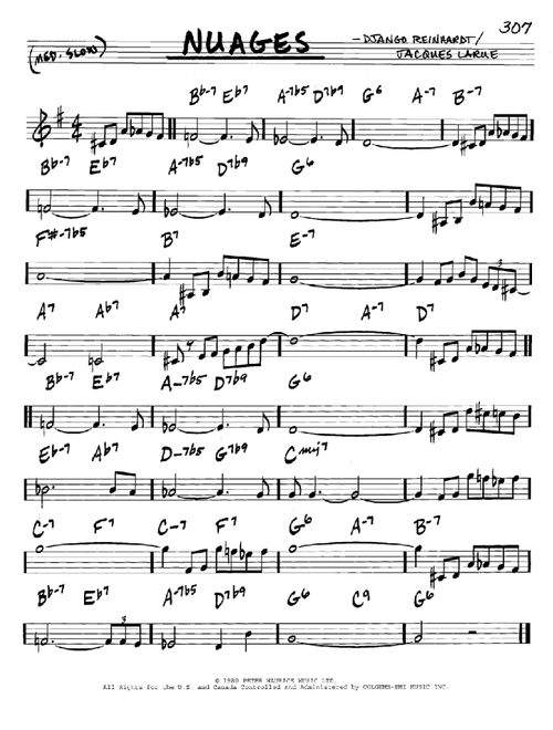 Nuages - Django Reinhardt (Real Book - Melody-Chords)
