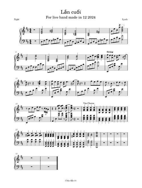 Lần cuối – Ngọt Lần cuối [Piano]