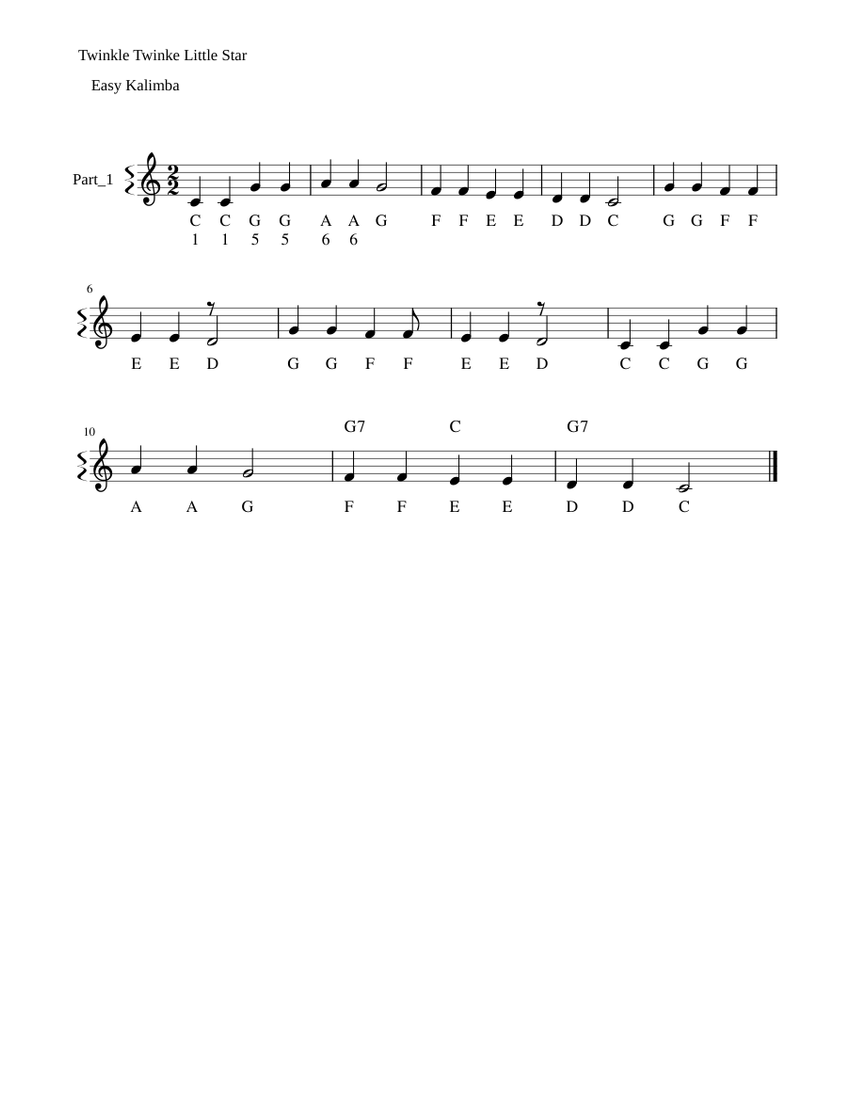 Twinkle twinkle little star kalimba note online
