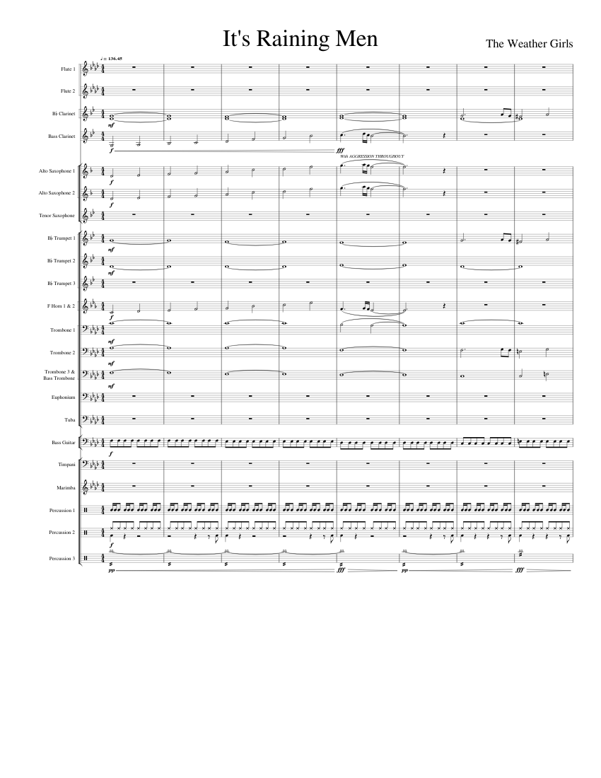 It's Raining Flute Guide.pdf It's Raining Men - For Concert Band Sheet music for Trombone, Euphonium ...