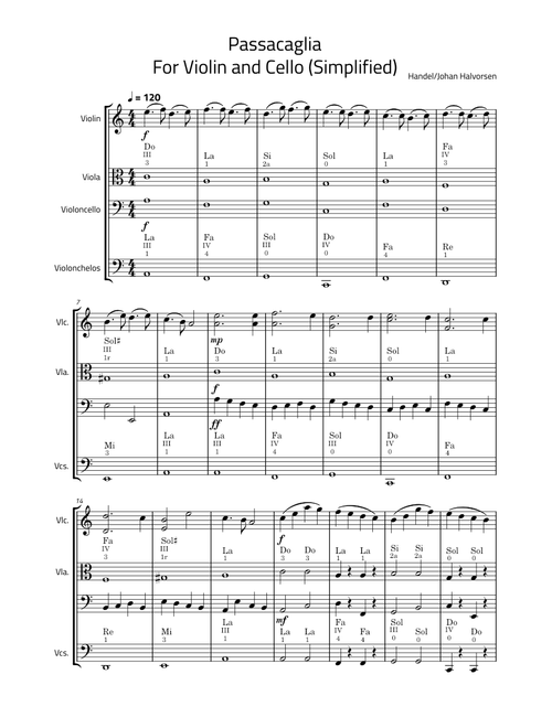 Passacaglia – Johan Halvorsen For Violin and Cello (Simplified)