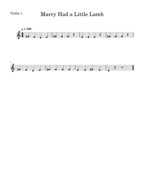 Mary had a little lamb – Misc Traditional Marry Had a Little Lamb-Violin 1
