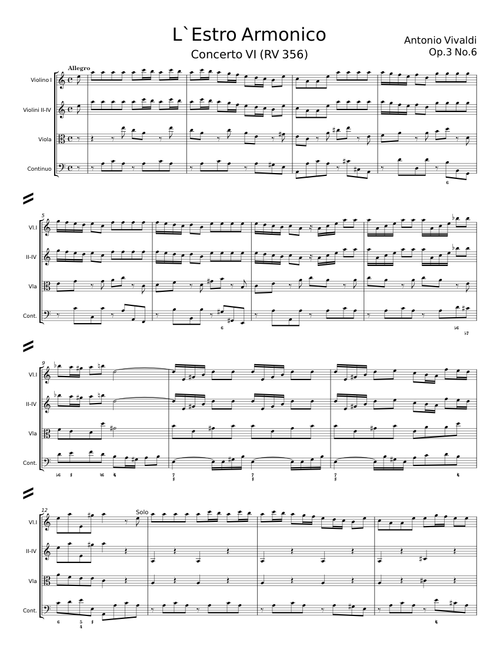 Violin Concerto in A Minor, Op. 3 No. 6, RV 356 "L' estro armonico": I. Allegro - Antonio Vivaldi