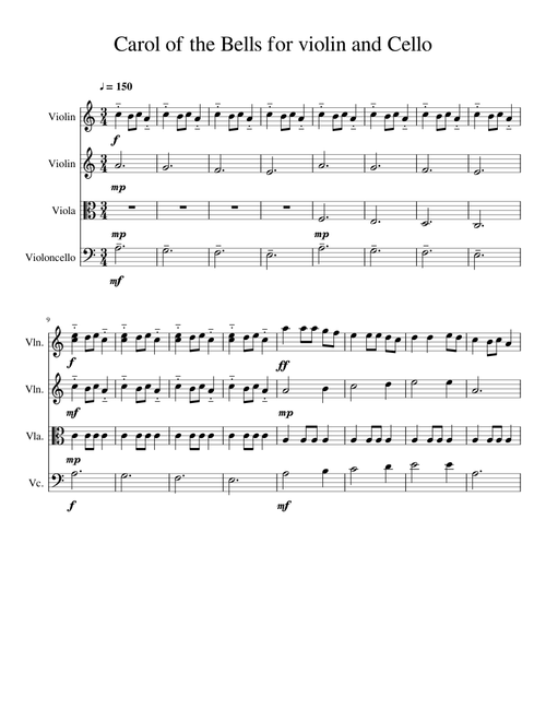 Carol of the Bells for string quartet