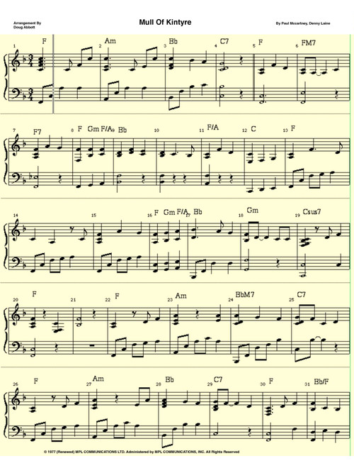 Mull Of Kintyre (Arr. Doug Abbott) - Wings (Piano-Vocal-Guitar (Piano Accompaniment))