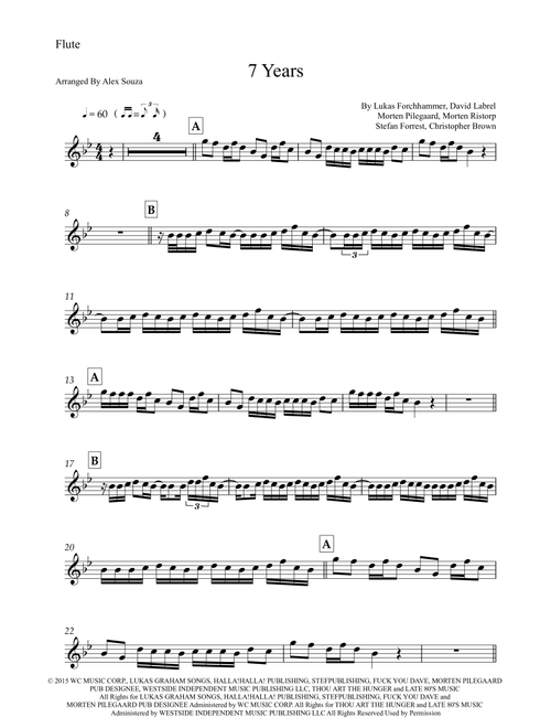 7 Years (Arr. Alex Souza) - Lukas Graham (Flute Solo)